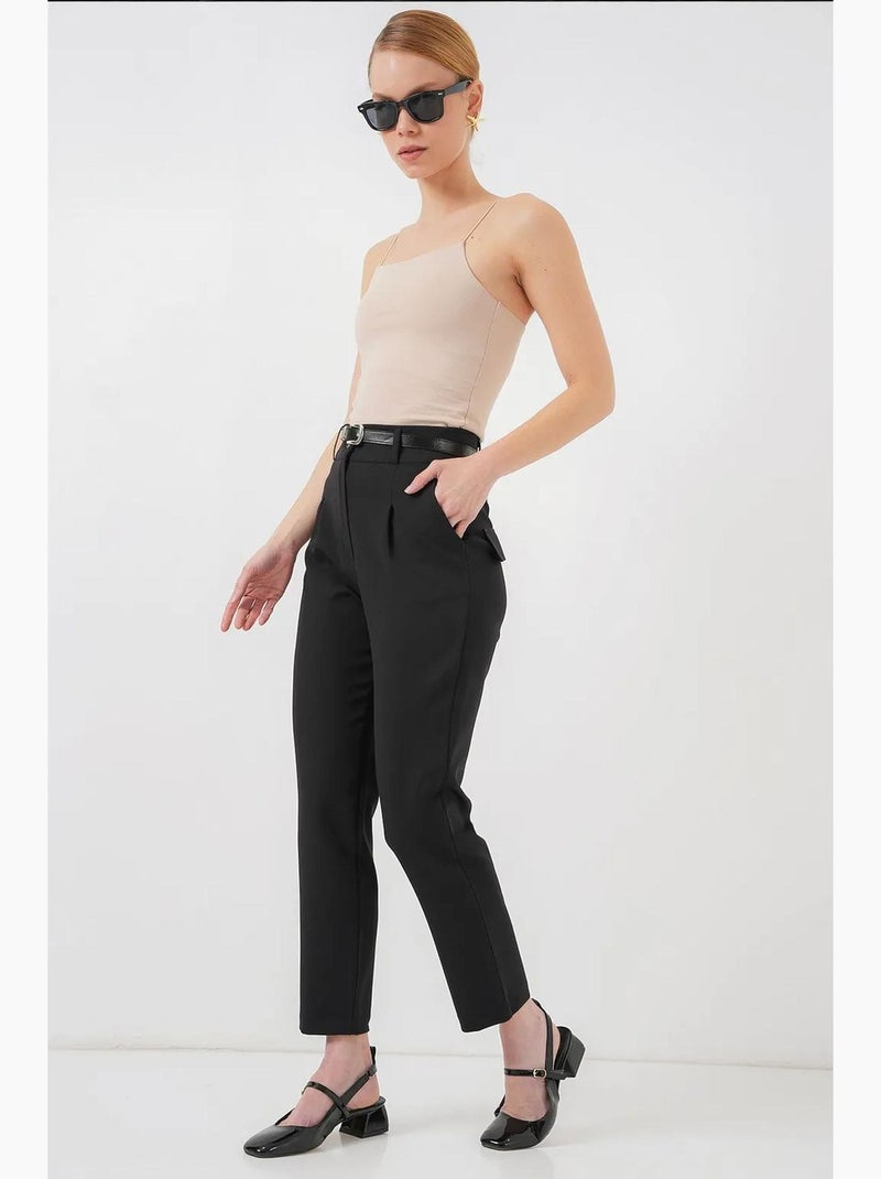 Calça de tecido plissada com cinto bdart Preto - Kiabi