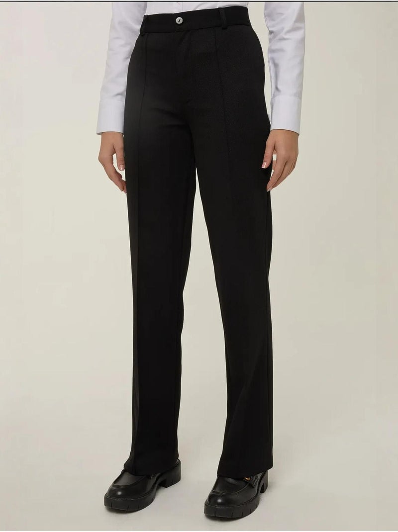 Calça direita com detalhe de costura Preto - Kiabi