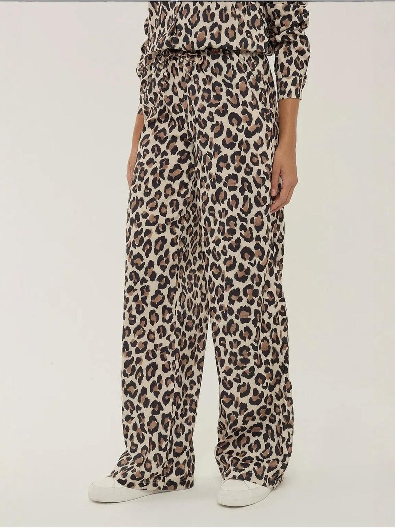 Calça direita com estampado de leopardo Castanho - Kiabi