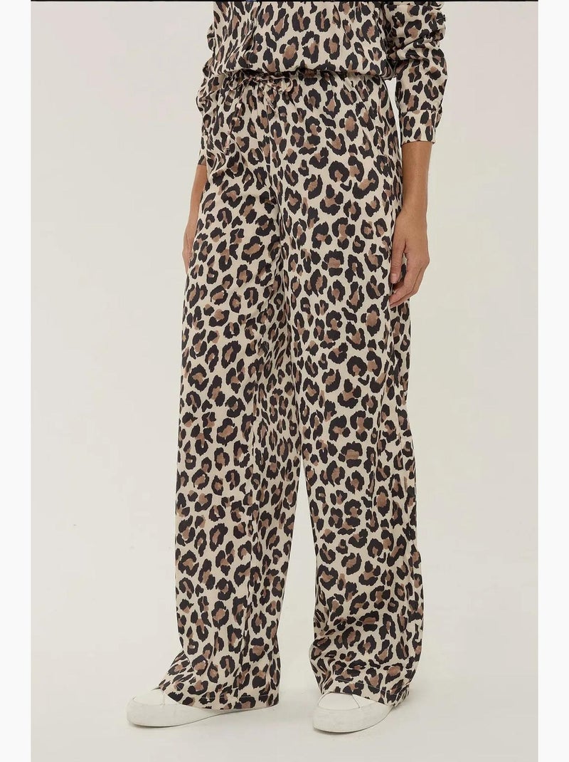 Calça direita com estampado de leopardo hiccup Castanho - Kiabi