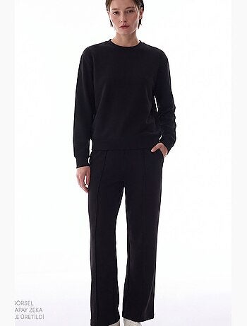 Calça feminina de modal de perna reta, cintura alta penti