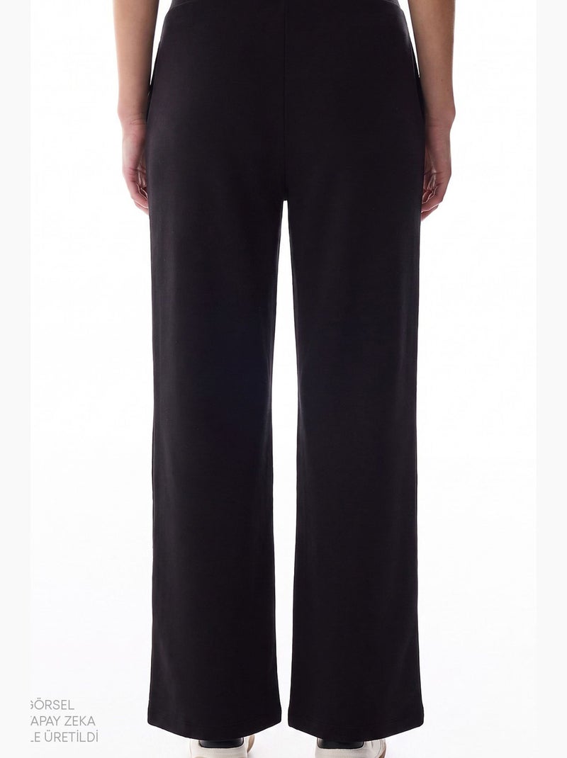 Calça feminina de modal de perna reta, cintura alta penti Preto - Kiabi