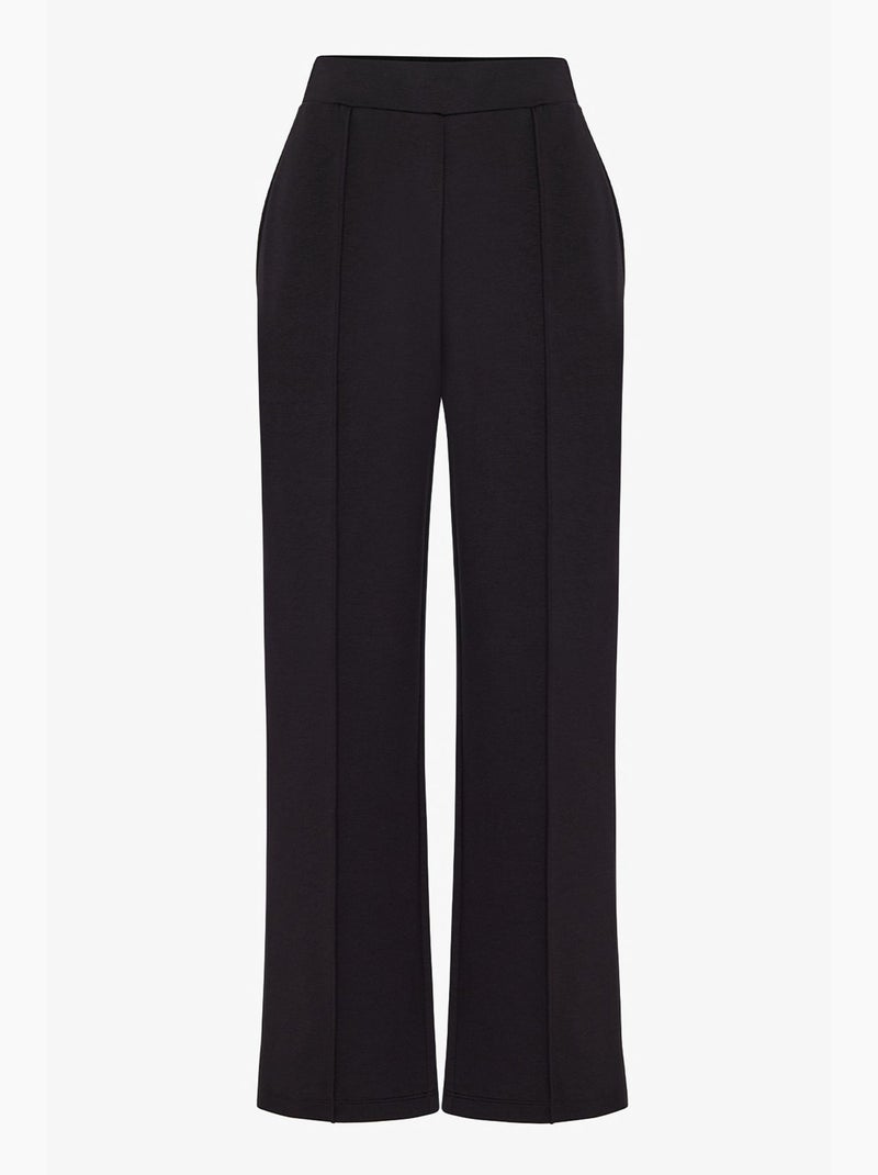 Calça feminina de modal de perna reta, cintura alta penti Preto - Kiabi