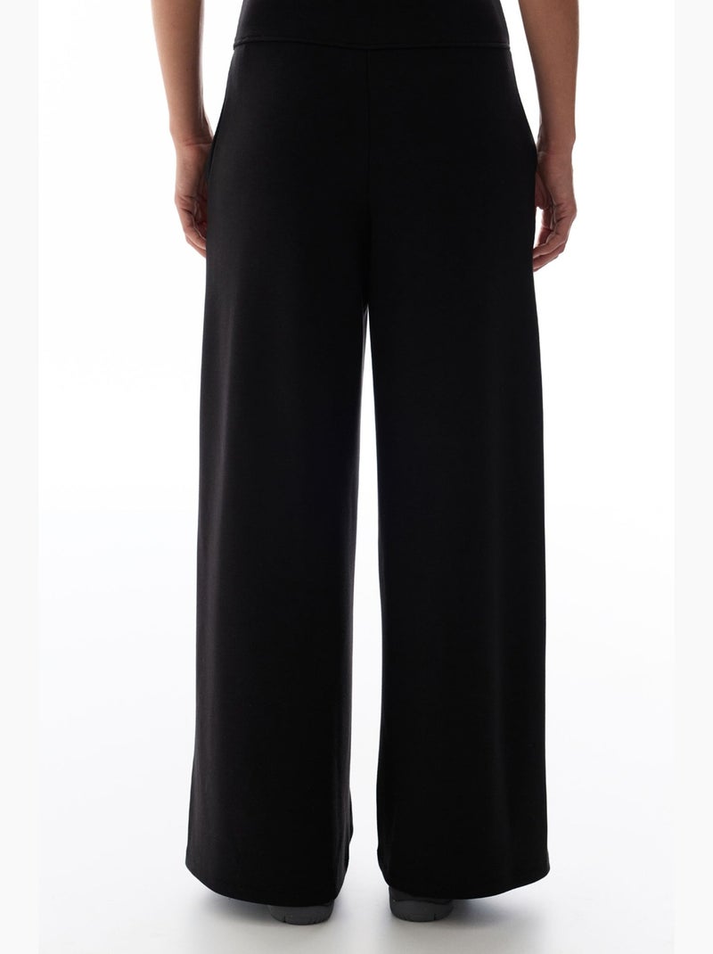 Calça feminina de perna larga e cintura alta penti Preto - Kiabi
