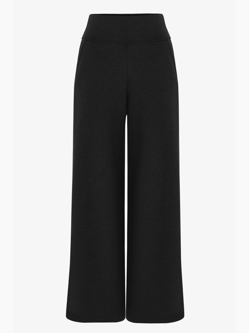 Calça feminina de perna larga e cintura alta penti Preto - Kiabi