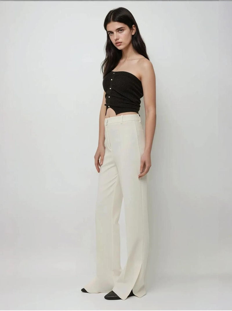 Calça Flare Premium Cintura Alta Branco - Kiabi