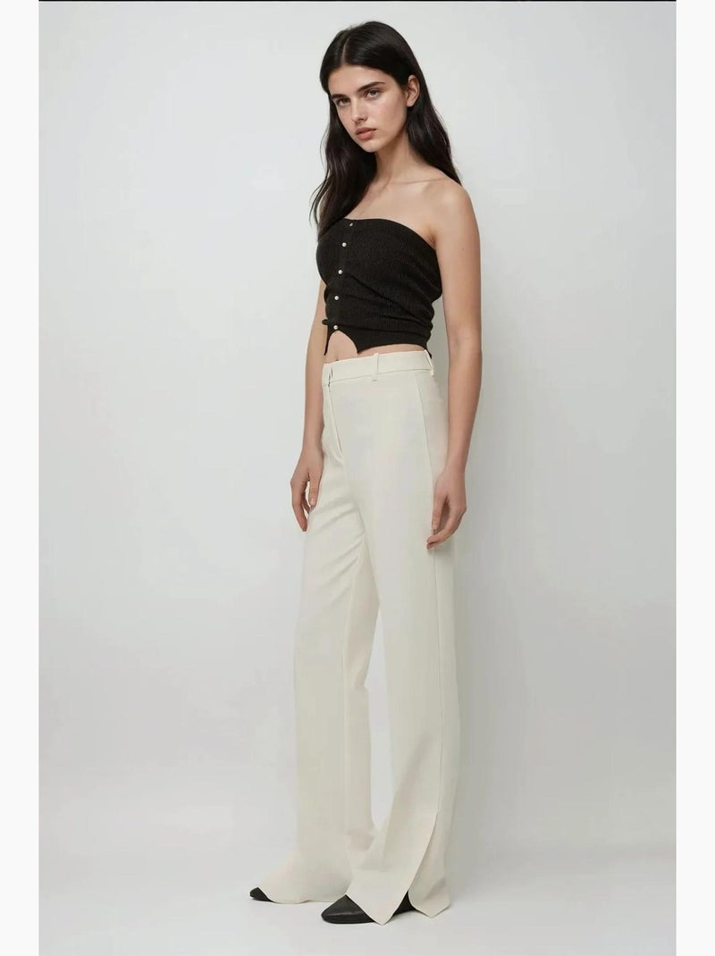 Calça flare premium cintura alta hiccup Branco - Kiabi