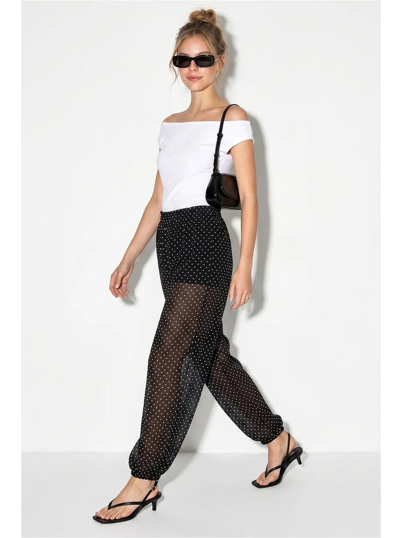 Calça jogger de chiffon com bolinhas lucci Preto - Kiabi