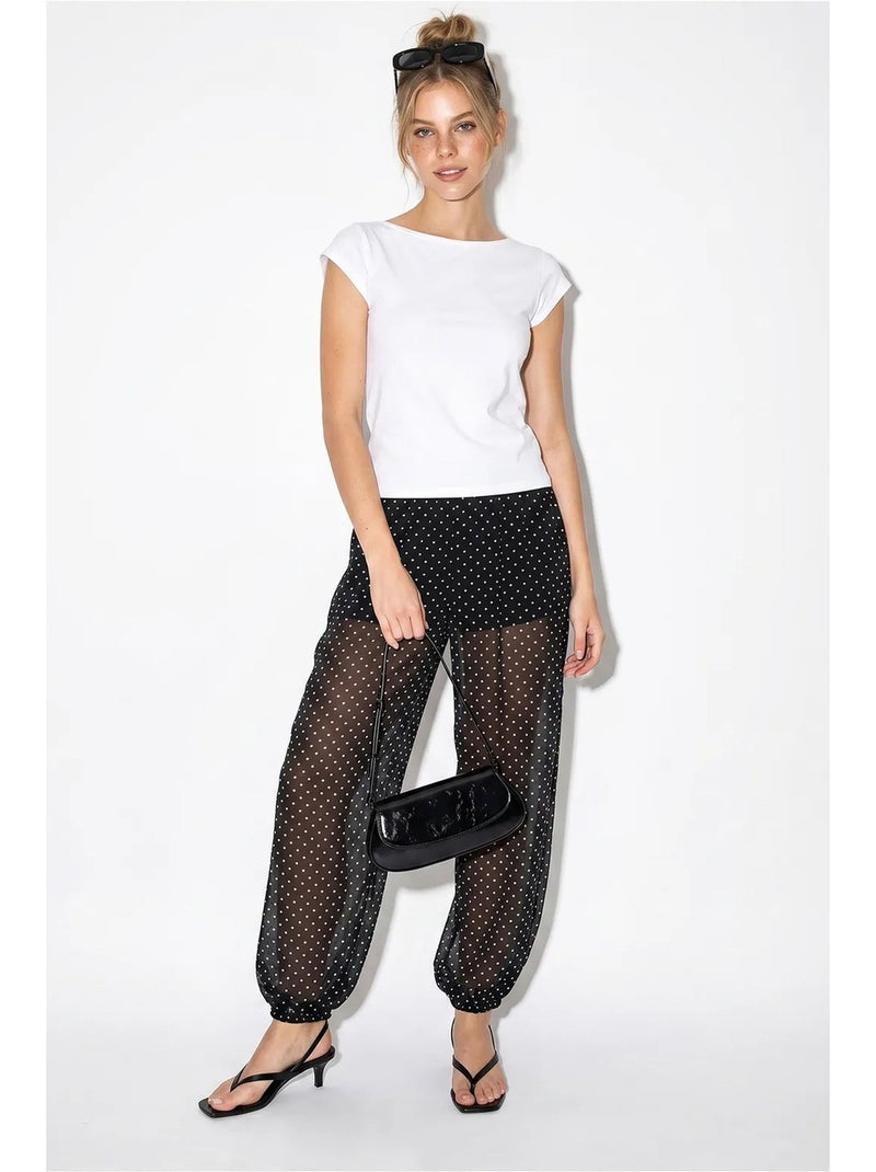 Calça jogger de chiffon com bolinhas lucci Preto - Kiabi