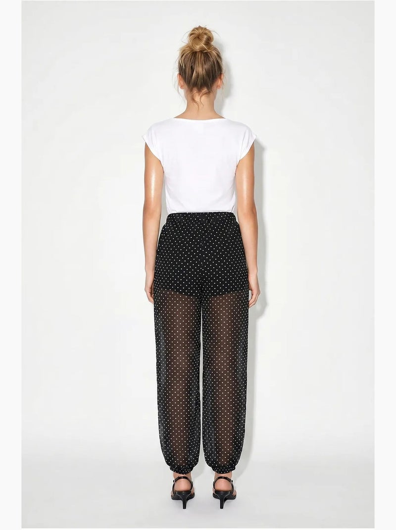Calça jogger de chiffon com bolinhas lucci Preto - Kiabi