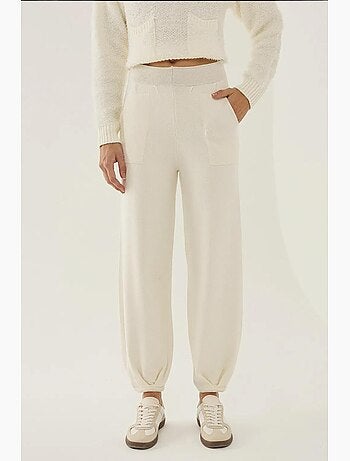 Calça Jogger de Malha de Cintura Alta