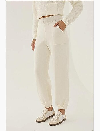 Calça Jogger de Malha de Cintura Alta