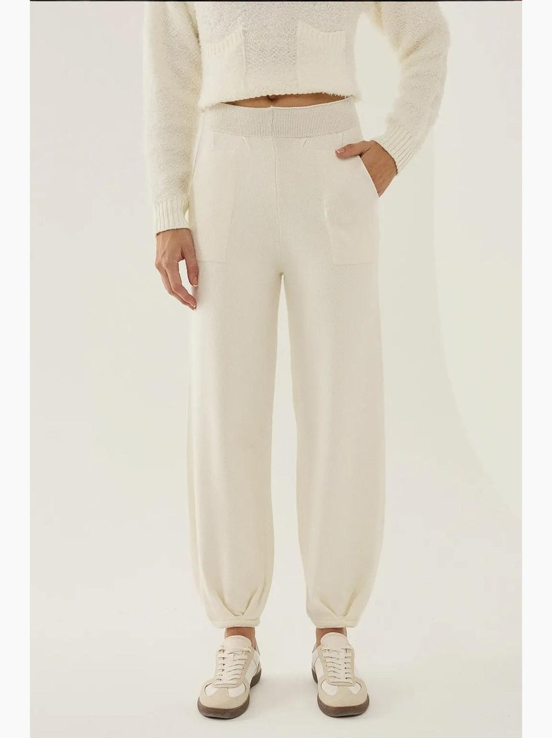 Calça jogger de malha de cintura alta hiccup Bege natural - Kiabi