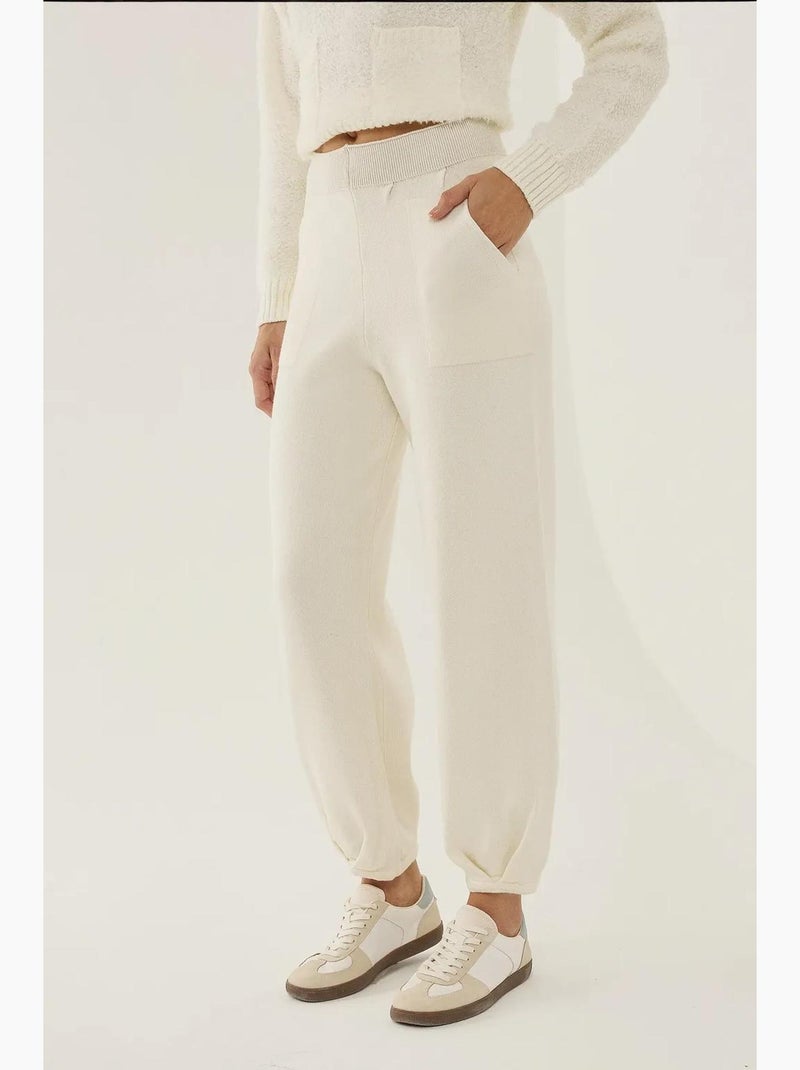 Calça jogger de malha de cintura alta hiccup Bege natural - Kiabi