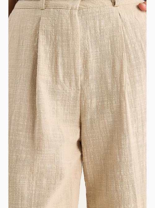 Calça palazzo de linho com cinto de palha e detalhe de bolso lucci - Kiabi Calça palazzo de linho com cinto de palha e detalhe de bolso lucci - Kiabi