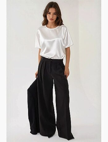 Calça palazzo plissada de cintura alta hiccup