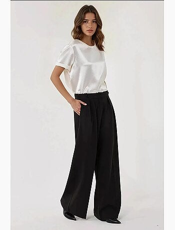 Calça palazzo plissada de cintura alta hiccup