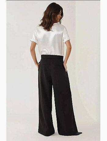 Calça palazzo plissada de cintura alta hiccup