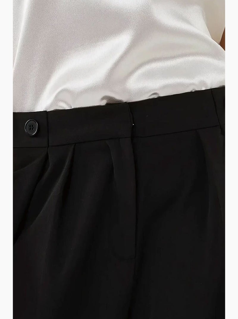 Calça palazzo plissada de cintura alta hiccup Preto - Kiabi