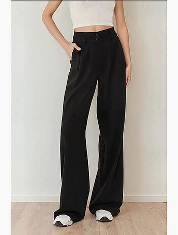 Calça palazzo plissada de cintura alta hiccup