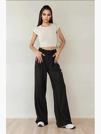 Calça palazzo plissada de cintura alta hiccup