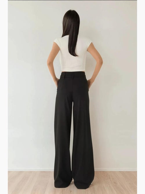 Calça palazzo plissada de cintura alta hiccup - Kiabi Calça palazzo plissada de cintura alta hiccup - Kiabi