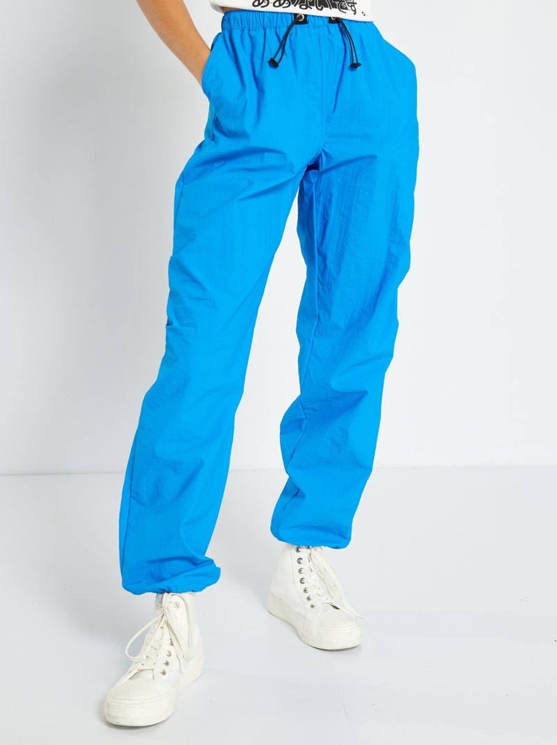 Calça parachute em nylon AZUL - Kiabi