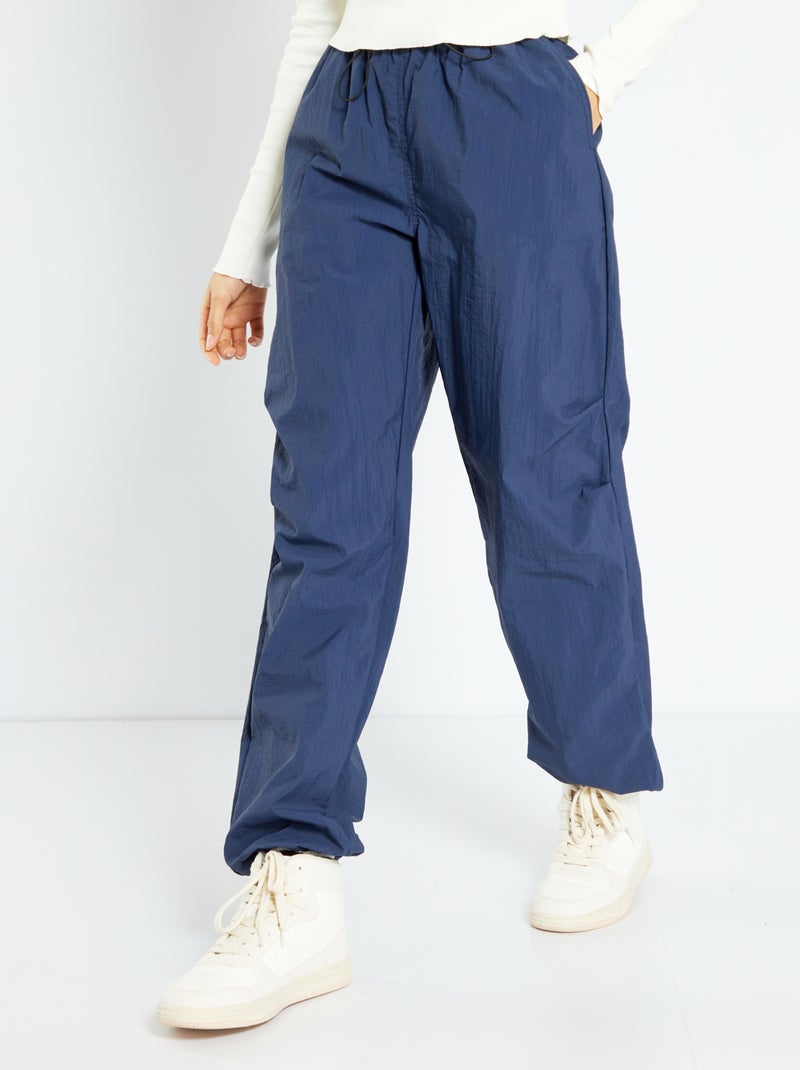 Calça parachute em nylon AZUL - Kiabi