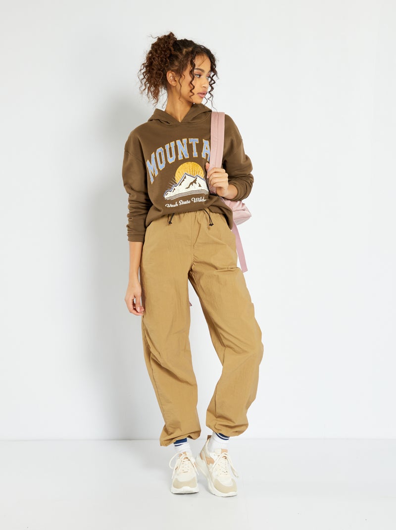 Calça parachute em nylon BEGE - Kiabi