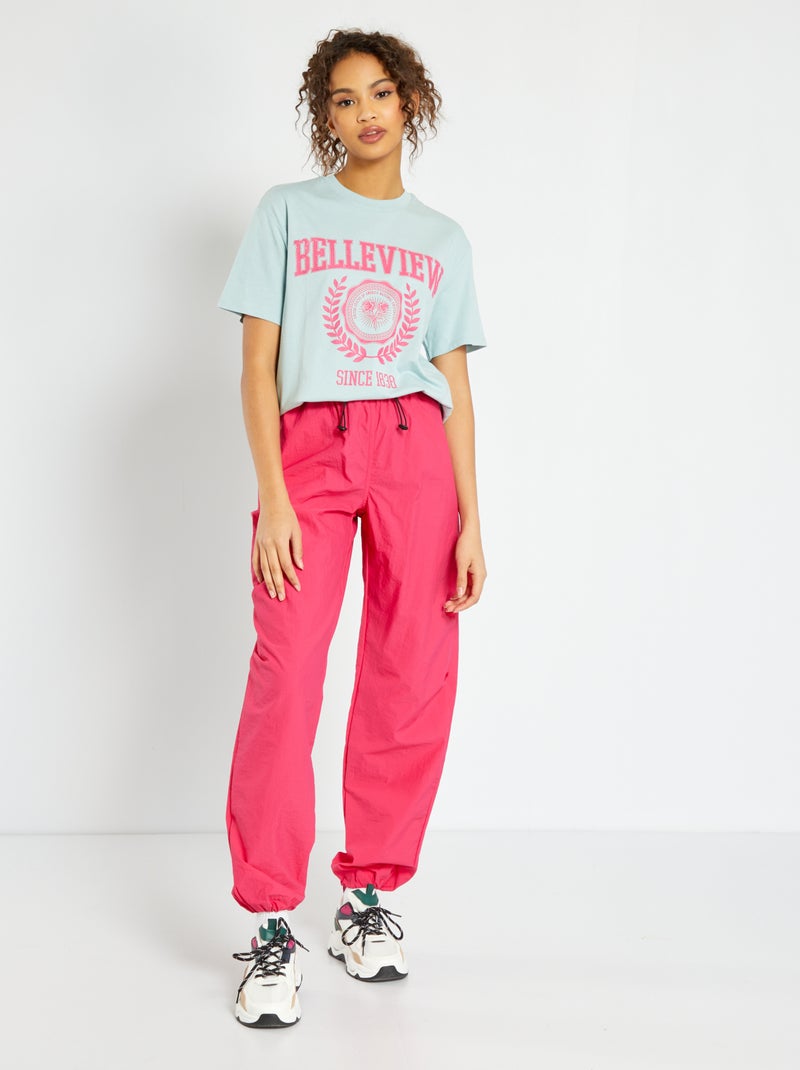 Calça parachute em nylon ROSA - Kiabi