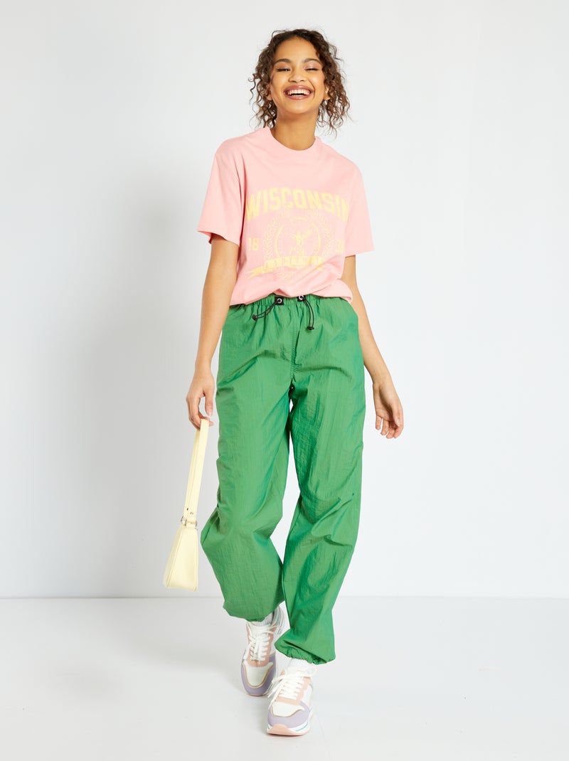 Calça parachute em nylon VERDE - Kiabi