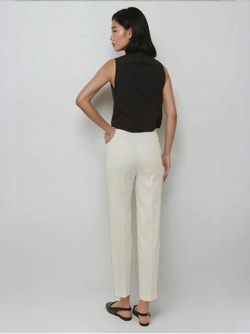Calça premium de alfaiataria de perna reta com detalhe de bolsos hiccup Branco - Kiabi