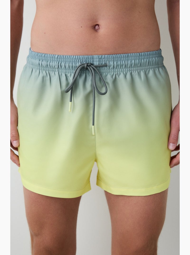 Calção de banho masculino às riscas degradé penti Azul Amarelo - Kiabi