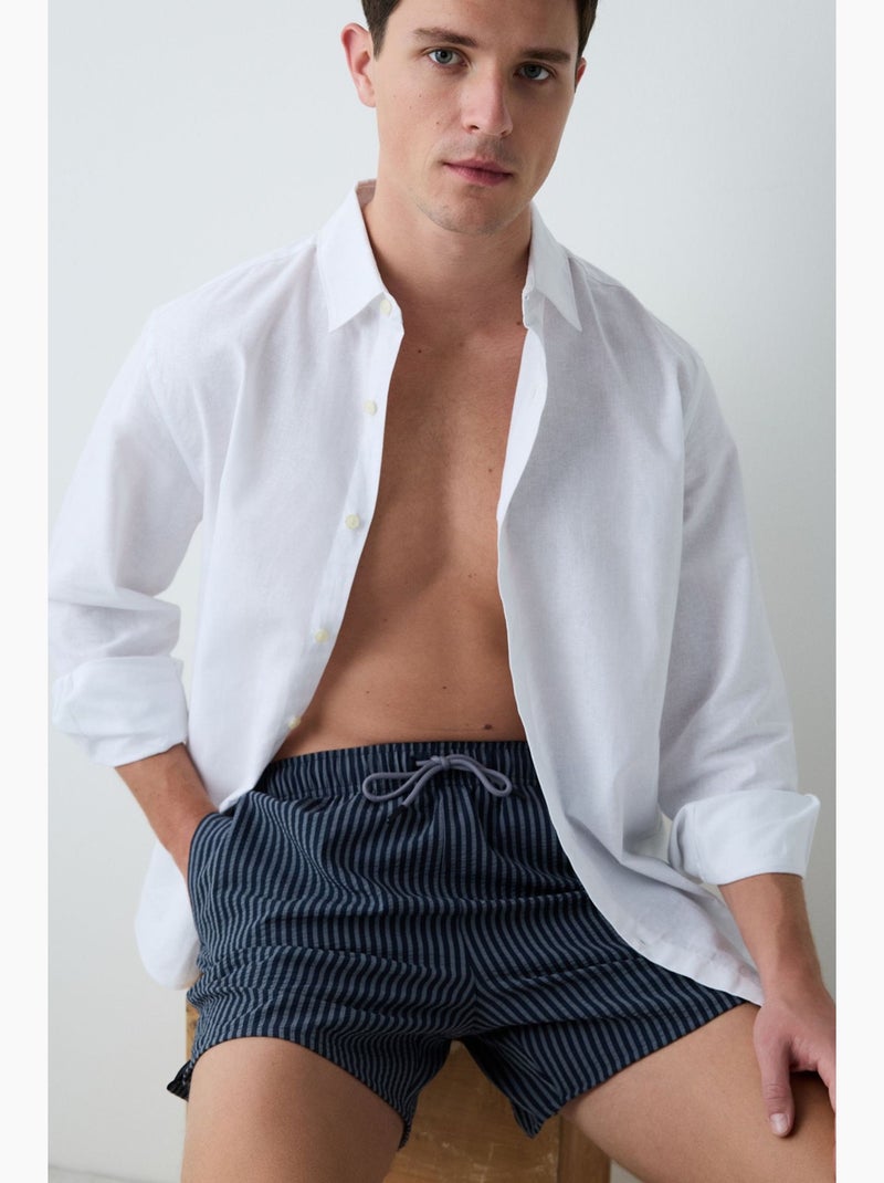 Calção de banho masculino às riscas penti Azul-marinho - Kiabi