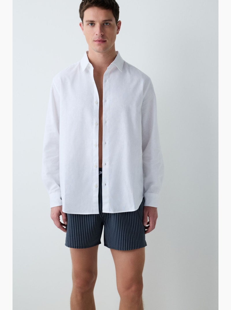 Calção de banho masculino às riscas penti Azul-marinho - Kiabi
