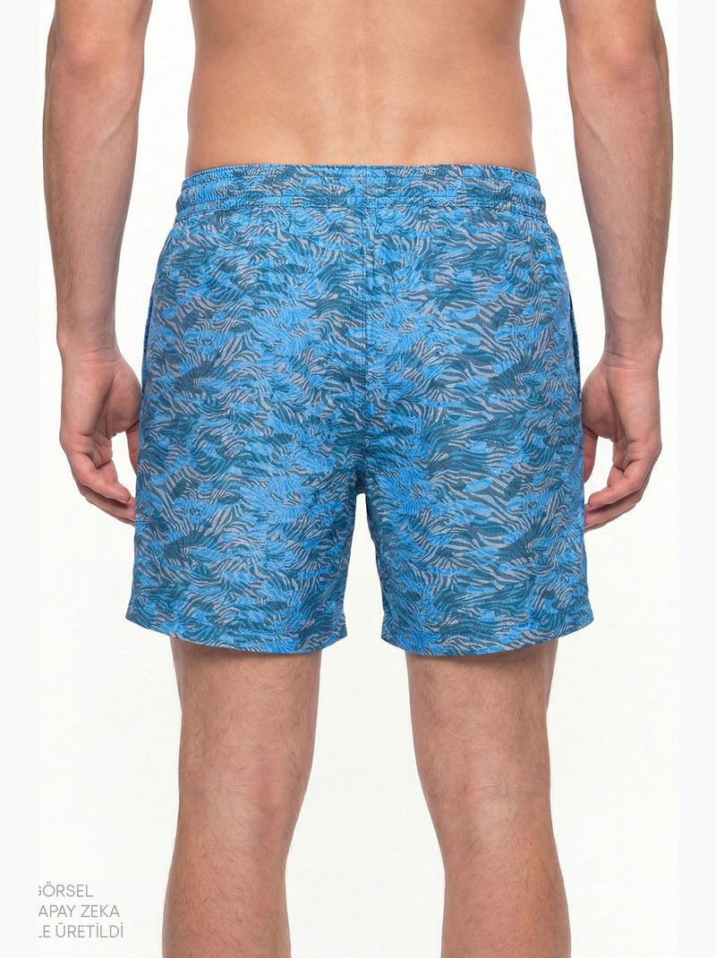Calção de banho masculino com cinto e estampa de camuflagem zebra profunda penti Azul-cinza - Kiabi