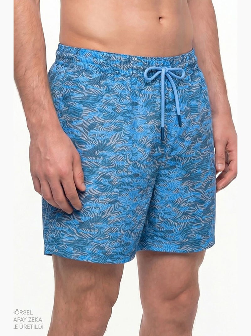 Calção de banho masculino com cinto e estampa de camuflagem zebra profunda penti Azul-cinza - Kiabi