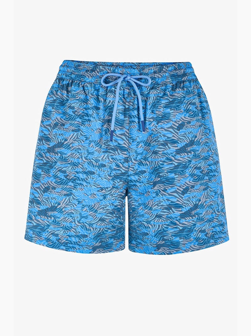 Calção de banho masculino com cinto e estampa de camuflagem zebra profunda penti Azul-cinza - Kiabi