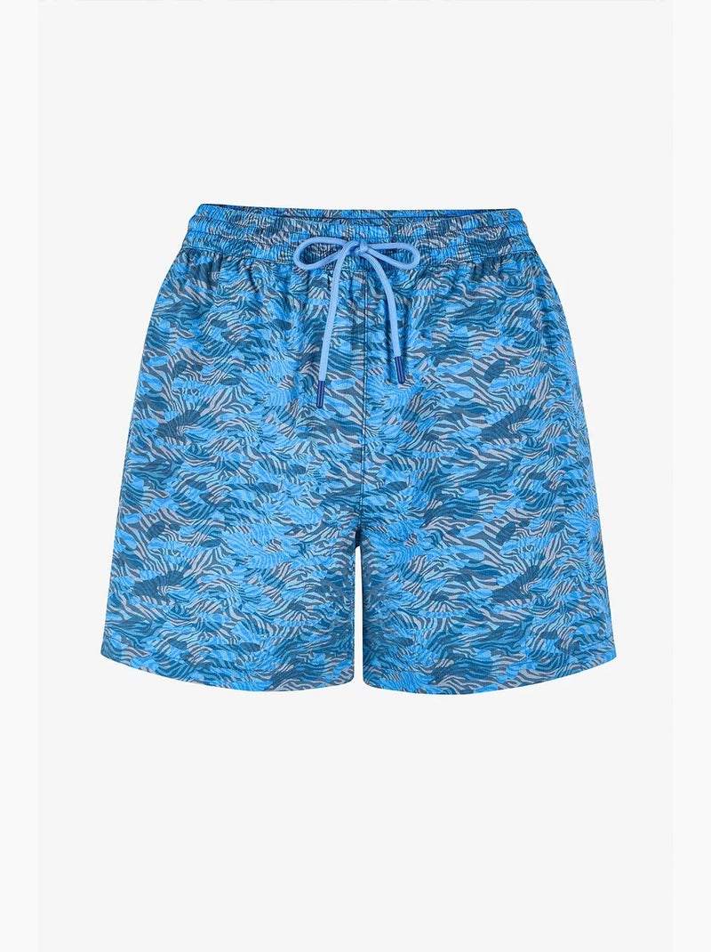 Calção de banho masculino com cinto e estampa de camuflagem zebra profunda penti Azul-cinza - Kiabi