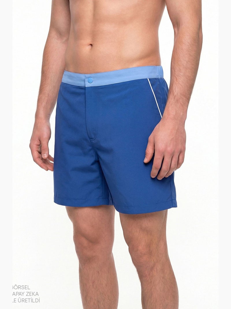 Calção de banho masculino com debrum fino penti Azul-cobalto - Kiabi