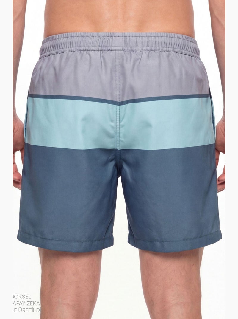 Calção de banho masculino mindful colour block às riscas penti Cinza-verde azul - Kiabi