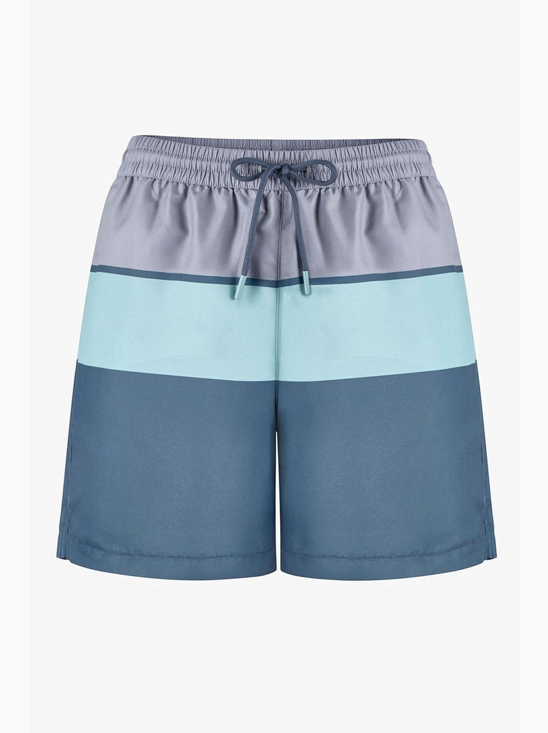 Calção de banho masculino mindful colour block às riscas penti Cinza-verde azul - Kiabi