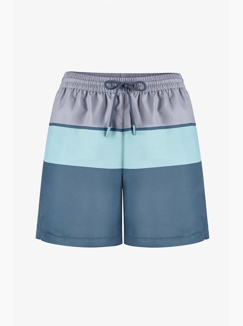 Calção de banho masculino mindful colour block às riscas penti Cinza-verde azul - Kiabi