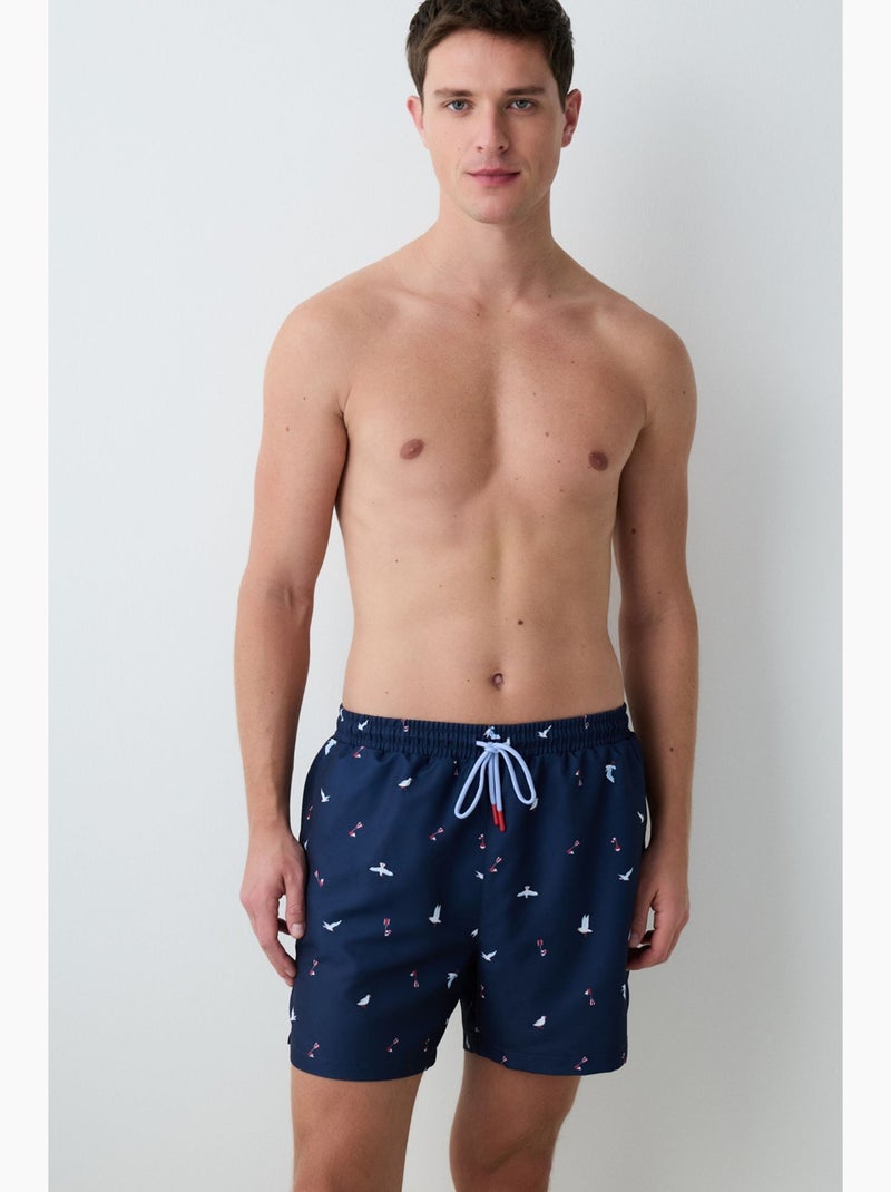 Calção de banho masculino seagull de cintura média penti Azul-marinho - Kiabi