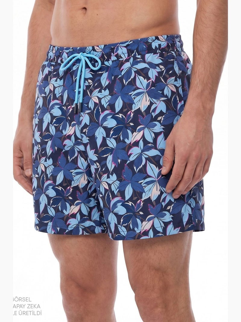 Calção de banho masculino surf view com estampado de folhas penti Azul-marinho - Kiabi