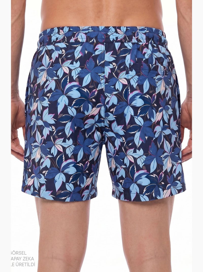 Calção de banho masculino surf view com estampado de folhas penti Azul-marinho - Kiabi