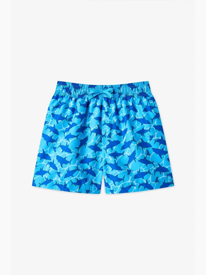 Calção infantil com estampa de tubarão deep sea penti Azul - Kiabi