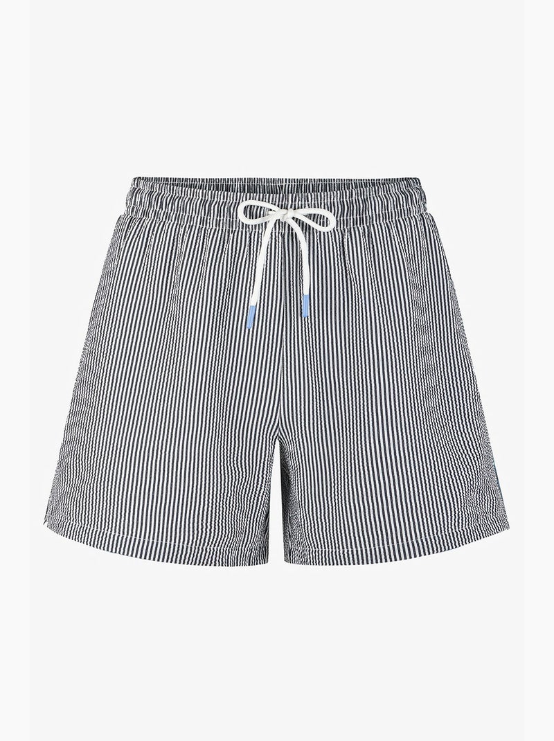 Calção masculino às riscas tissue penti Preto Branco - Kiabi