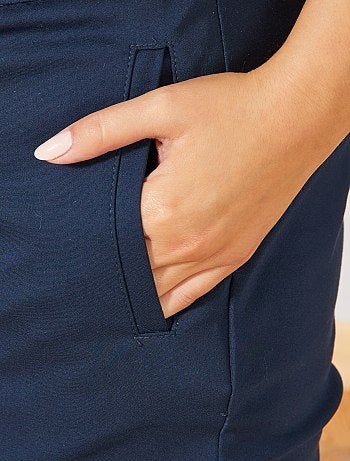 Calças 7/8e em cetim de algodão - Kiabi