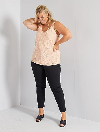 Calças 7/8e em cetim de algodão - Kiabi